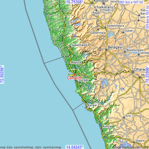 Topographic map of Cortalim