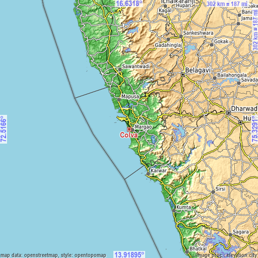 Topographic map of Colva