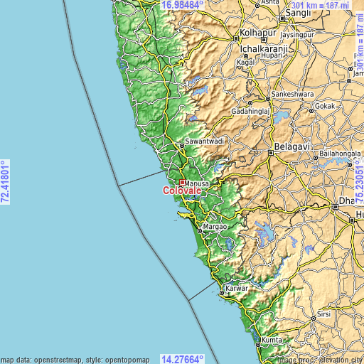 Topographic map of Colovale