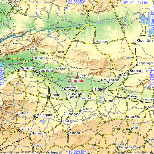 Topographic map of Chopda
