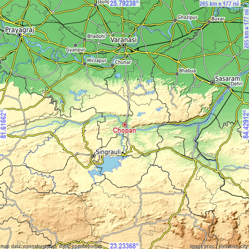 Topographic map of Chopan