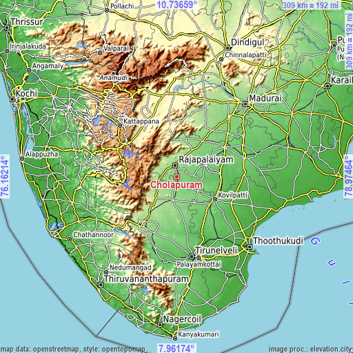 Topographic map of Cholapuram