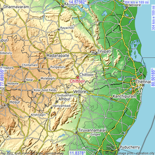 Topographic map of Chittoor