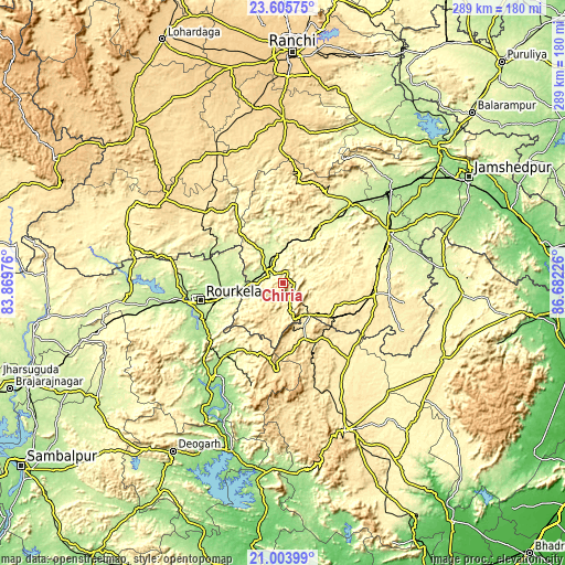 Topographic map of Chiria