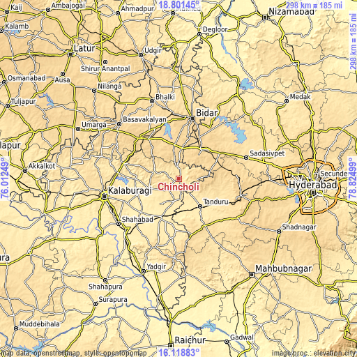 Topographic map of Chincholi