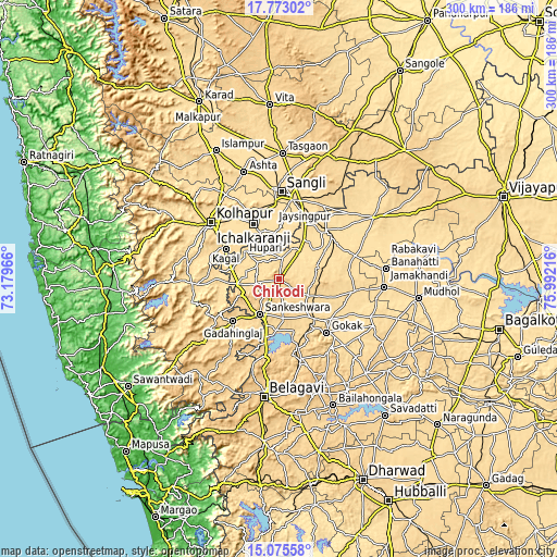 Topographic map of Chikodi