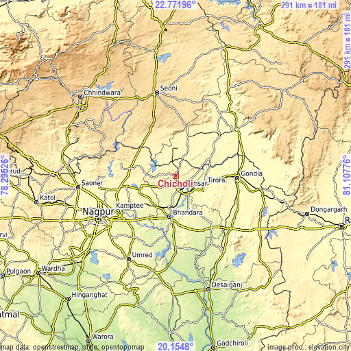 Topographic map of Chicholi