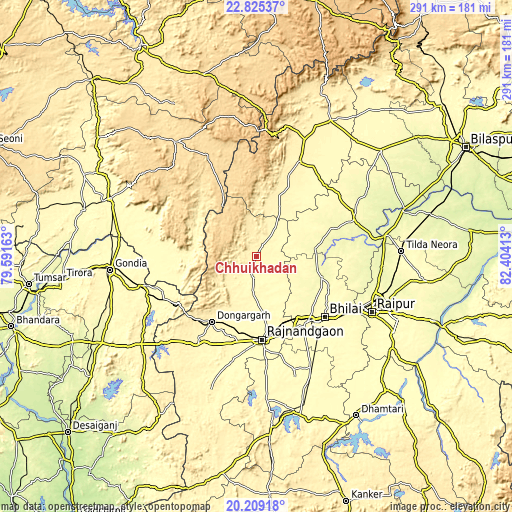 Topographic map of Chhuīkhadān