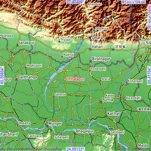 Topographic map of Chhātāpur