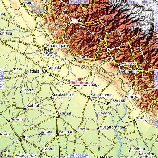 Topographic map of Chhachhrauli