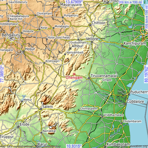 Topographic map of Chengam