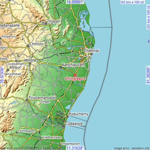 Topographic map of Chingleput