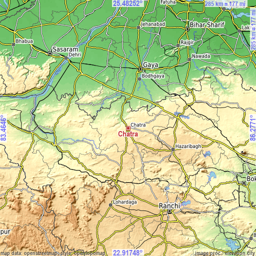 Topographic map of Chatrā