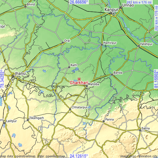 Topographic map of Charkhāri