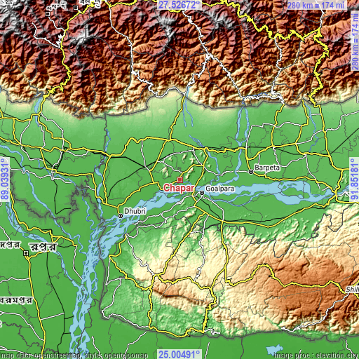Topographic map of Chāpar