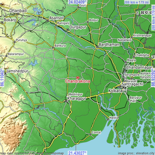 Topographic map of Chandrakona