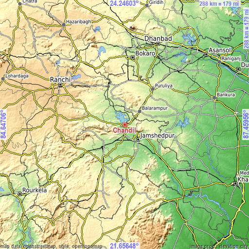 Topographic map of Chāndil
