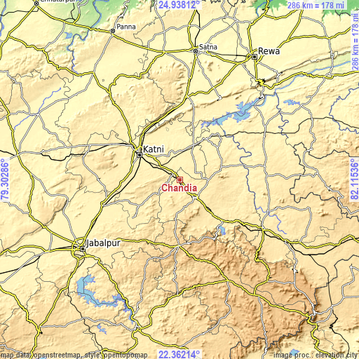 Topographic map of Chandia