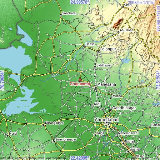 Topographic map of Chānasma