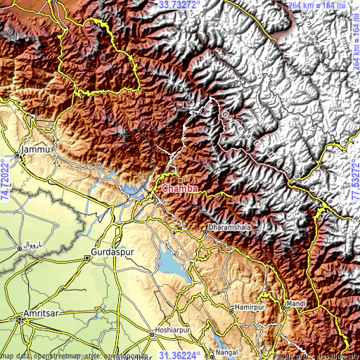 Topographic map of Chamba