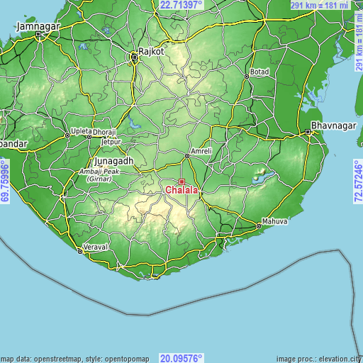 Topographic map of Chalāla