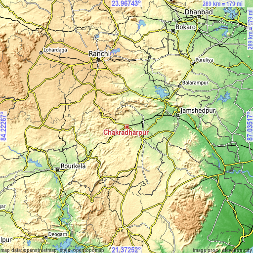Topographic map of Chakradharpur