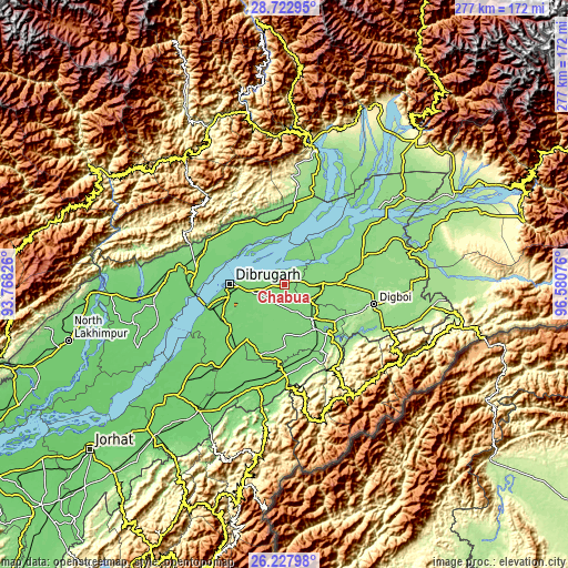 Topographic map of Chābua