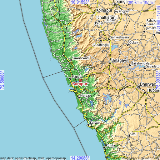 Topographic map of Carapur