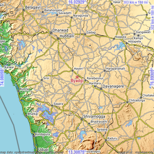 Topographic map of Byādgi