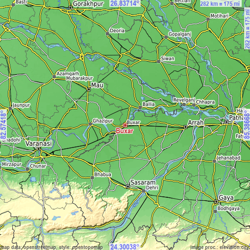 Topographic map of Buxar