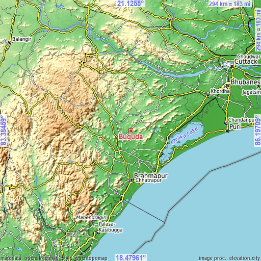 Topographic map of Buguda