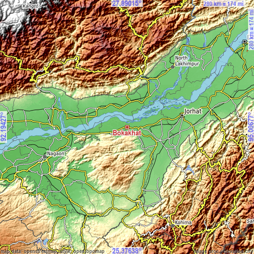 Topographic map of Bokākhāt