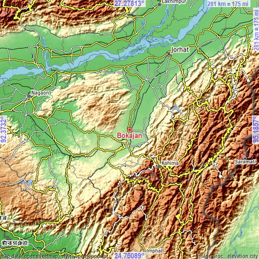 Topographic map of Bokajān