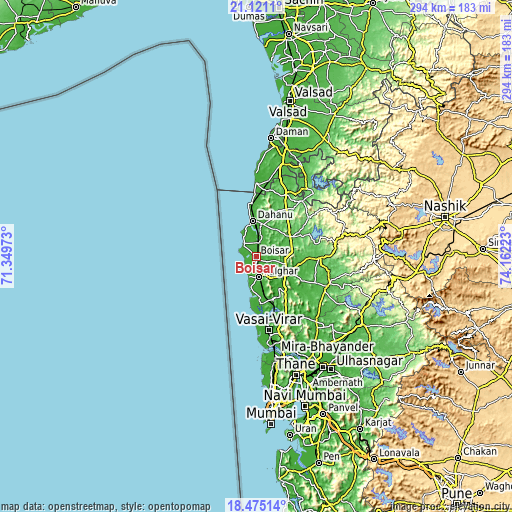 Topographic map of Boisar