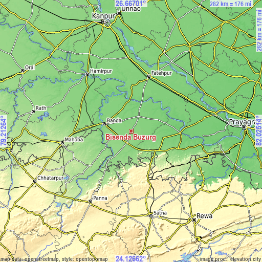 Topographic map of Bisenda Buzurg