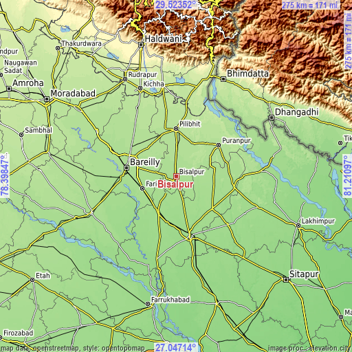 Topographic map of Bīsalpur