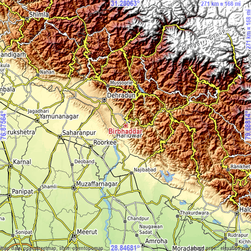 Topographic map of Birbhaddar