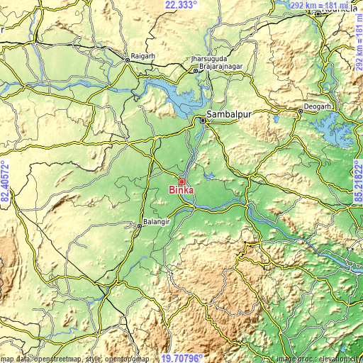 Topographic map of Binka