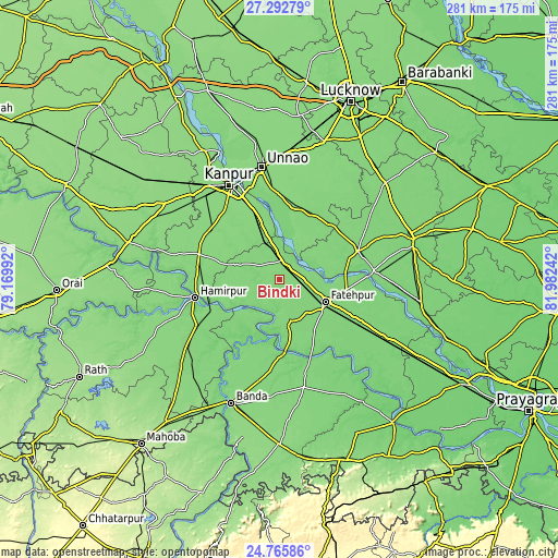 Topographic map of Bindki