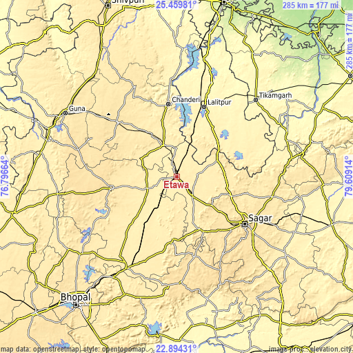 Topographic map of Etāwa