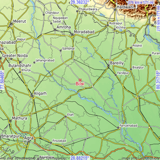 Topographic map of Bilsi