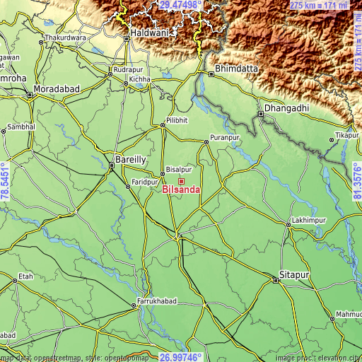 Topographic map of Bilsanda