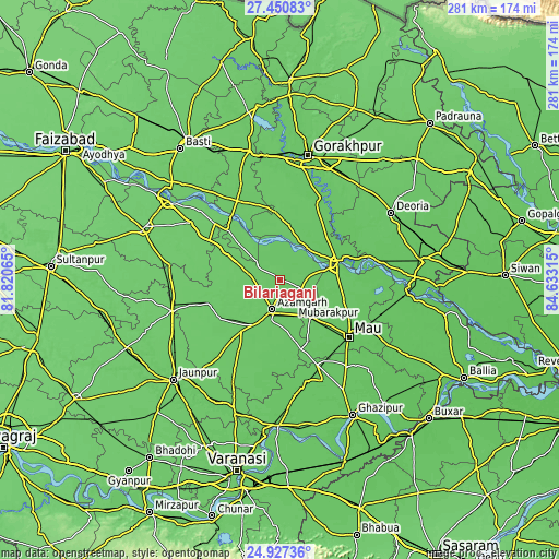 Topographic map of Bilariāganj