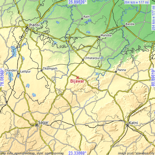 Topographic map of Bijāwar