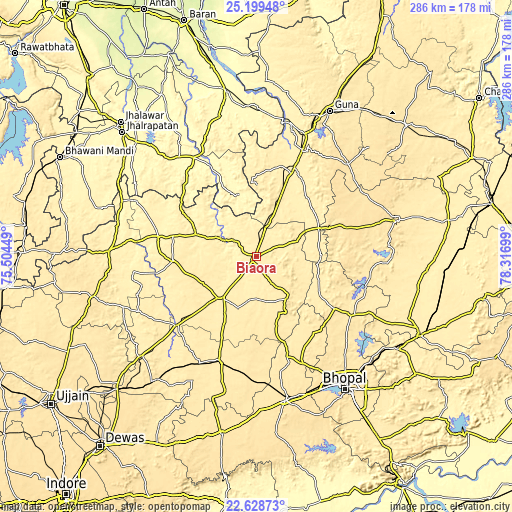 Topographic map of Biaora