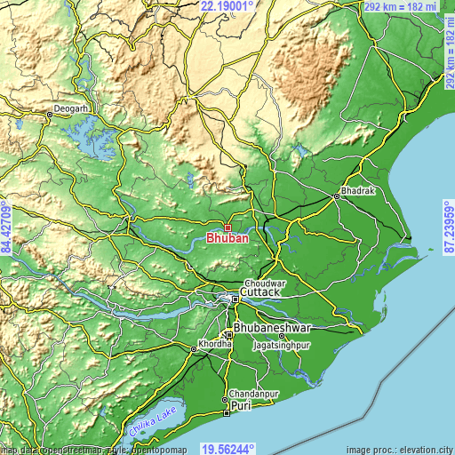 Topographic map of Bhuban