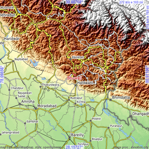 Topographic map of Bhowali