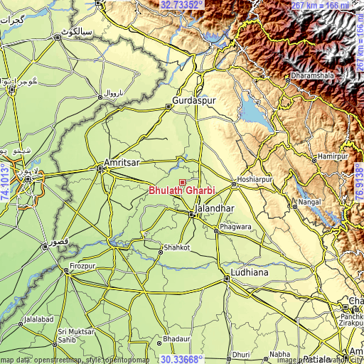 Topographic map of Bhulath Gharbi