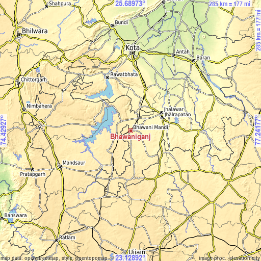 Topographic map of Bhawāniganj