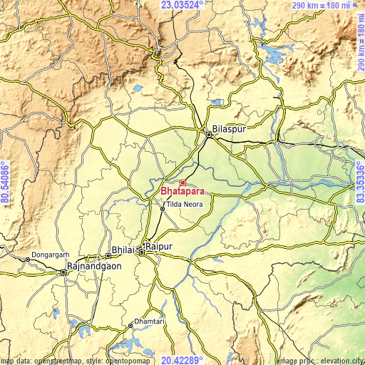 Topographic map of Bhātāpāra